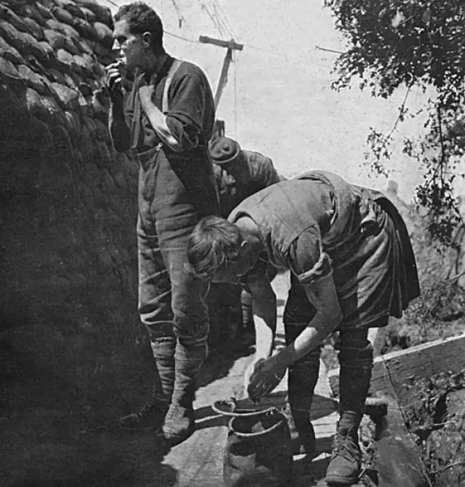 Framed Print : A Wash & Shave, Canadians on the Western Front, WW1 Framed Print : A Wash & Shave, Canadians on the Western Front, WW1