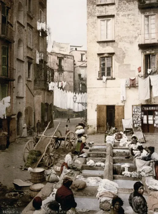 Framed Print : Washing clothes in the street, Naples, Italy Framed Print : Washing clothes in the street, Naples, Italy