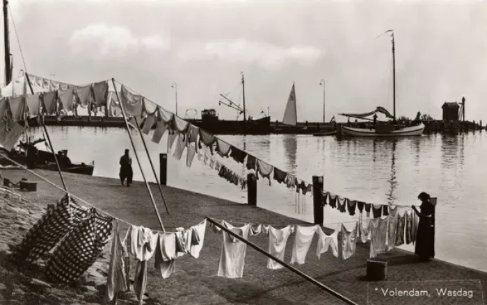 Framed Print : Washing Day at Jolendam, The Netherlands Framed Print : Washing Day at Jolendam, The Netherlands