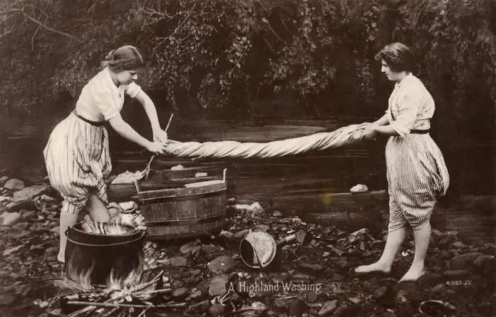 Framed Print : Washing linen in a Highland stream Framed Print : Washing linen in a Highland stream