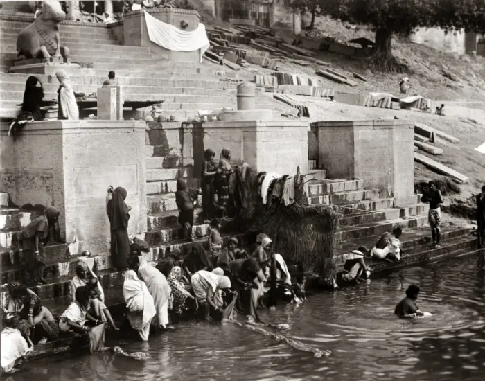 Framed Print : Washing in the river Ganges, Benares, (Varanasi) India circa Framed Print : Washing in the river Ganges, Benares, (Varanasi) India circa
