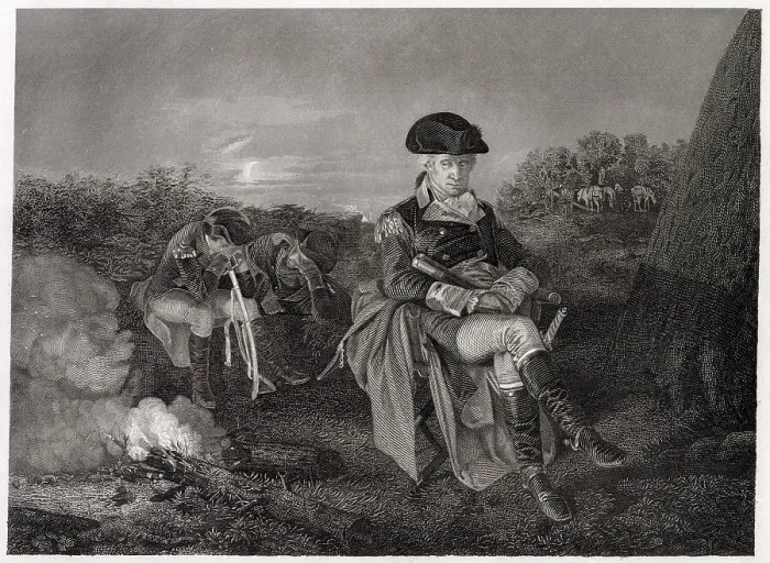 Framed Print : Washington in the bivouac before the Battle of Monmouth. Date: 27 June 1778 Framed Print : Washington in the bivouac before the Battle of Monmouth. Date: 27 June 1778