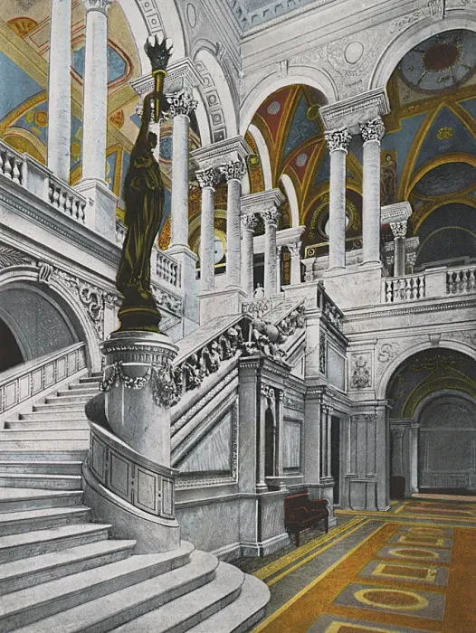 Framed Print : Washington DC, USA - Grand Stairway - Library of Congress Framed Print : Washington DC, USA - Grand Stairway - Library of Congress