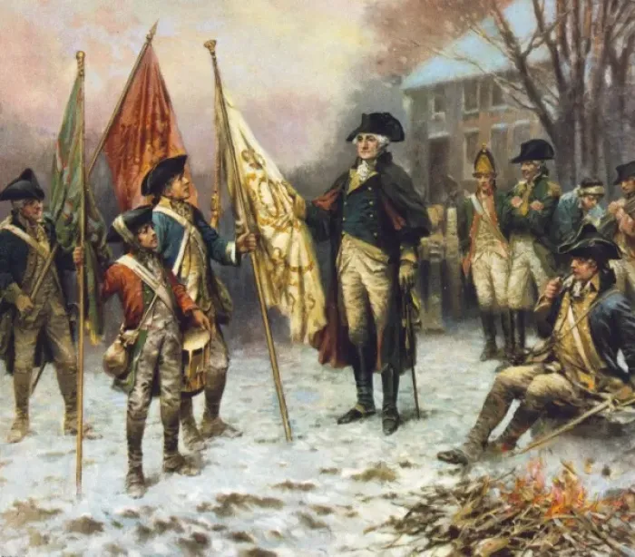 Framed Print : Washington inspecting the captured colors after the battle o Framed Print : Washington inspecting the captured colors after the battle o
