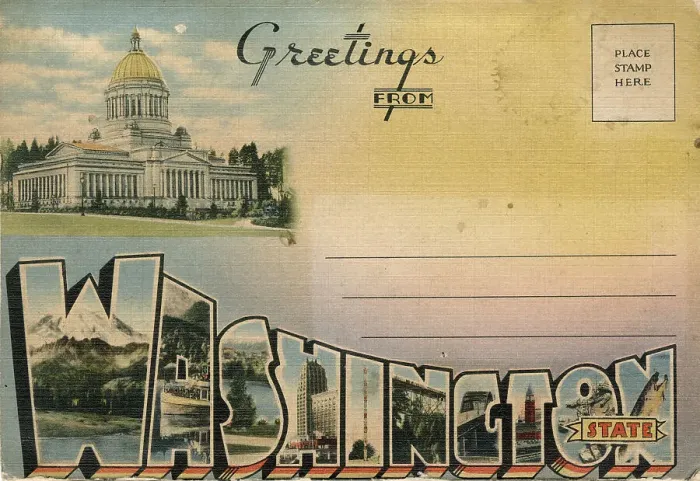 Framed Print : Washington State, USA Date: circa 1940 Framed Print : Washington State, USA Date: circa 1940