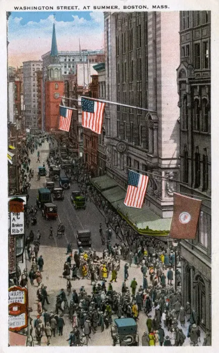 Framed Print : Washington Street - at Summer Street - Boston, Massachusetts