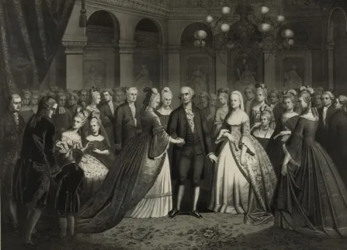 Framed Print : Washingtons reception at the White House, 1776 Framed Print : Washingtons reception at the White House, 1776