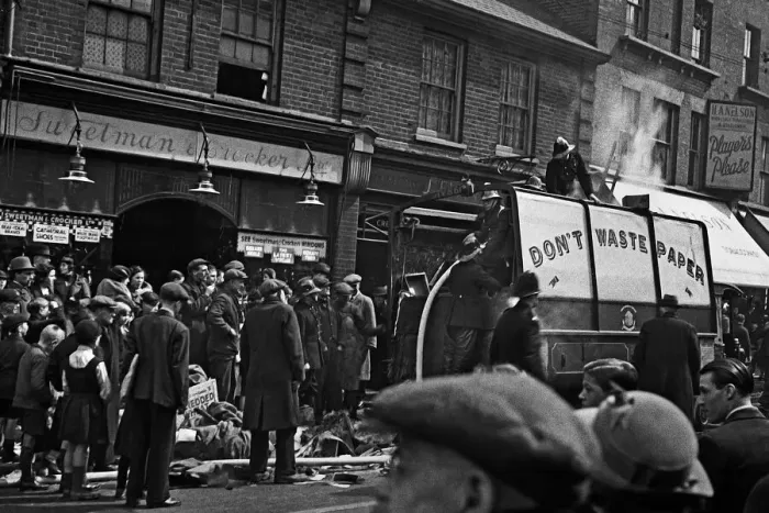 Framed Print : Waste paper vehicle catches fire, East Ham, London Framed Print : Waste paper vehicle catches fire, East Ham, London