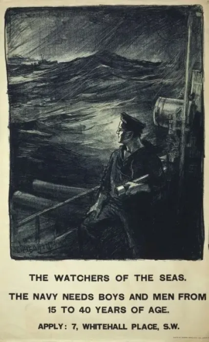 Framed Print : The watchers of the seas. The navy needs boys and men from 1 Framed Print : The watchers of the seas. The navy needs boys and men from 1