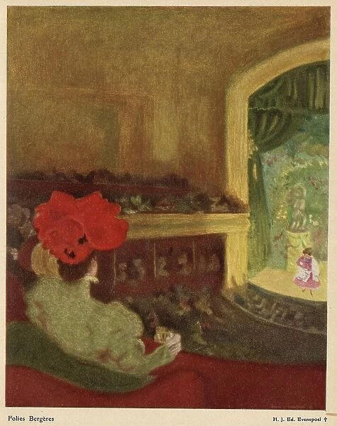 Watching from the gallery at the Folies Bergere in Paris. Date: 1908