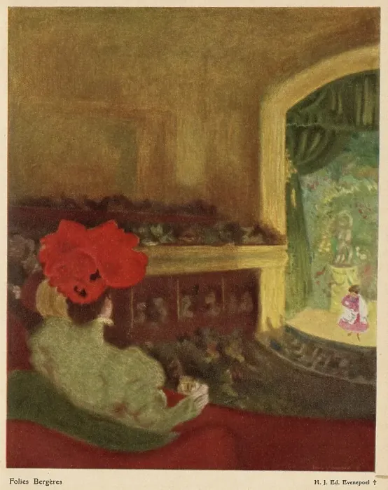 Framed Print : Watching from the gallery at the Folies Bergere in Paris. Date: 1908 Framed Print : Watching from the gallery at the Folies Bergere in Paris. Date: 1908