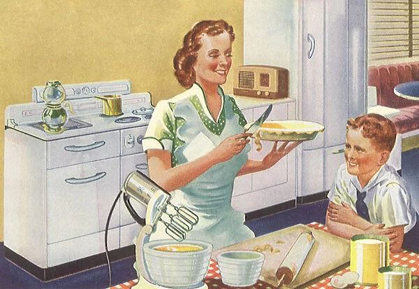Watching Mom Bake Pie Date: 1940