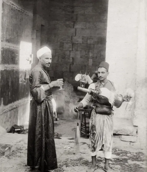 Framed Print : Water carrier or drink vendor and customer, Cairo, Egypt Framed Print : Water carrier or drink vendor and customer, Cairo, Egypt