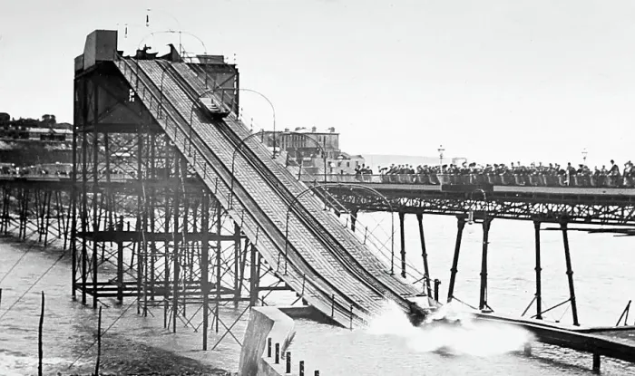 Framed Print : Water chute, Weston Super Mare Pier, early 1900s Framed Print : Water chute, Weston Super Mare Pier, early 1900s