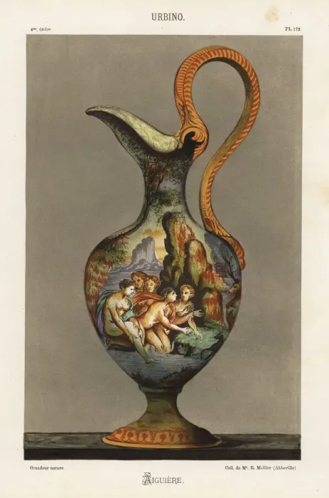 Framed Print : Water jug in Renaissance maiolica tin-glazed Framed Print : Water jug in Renaissance maiolica tin-glazed