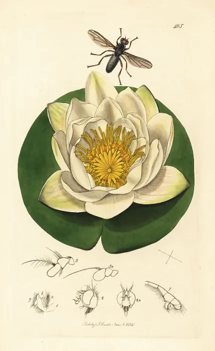 Framed Print : Water-lily cordylura fly on a white water-lily Framed Print : Water-lily cordylura fly on a white water-lily