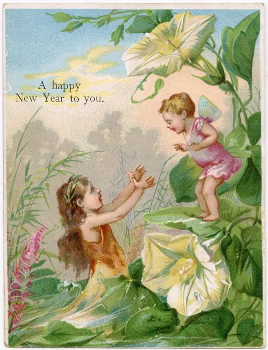 Framed Print : A water nymph holds out her arms, inviting a small fairy to experience for herself the joys of a marine existence Date: circa 1880 Framed Print : A water nymph holds out her arms, inviting a small fairy to experience for herself the joys of a marine existence Date: circa 1880
