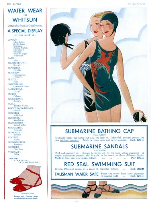 Framed Print : Water Wear for Whitsun - 1930s swimwear advertisement Framed Print : Water Wear for Whitsun - 1930s swimwear advertisement