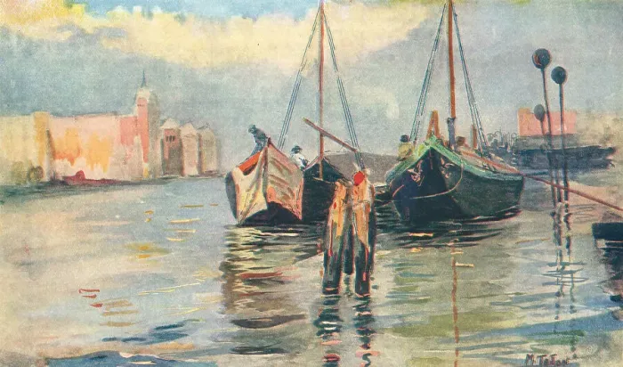 Framed Print : Boats. A watercolour painting which shows a couple of medium sized boats Framed Print : Boats. A watercolour painting which shows a couple of medium sized boats