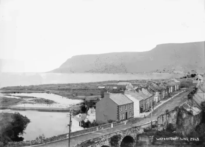 Framed Print : Waterfoot - an elevated view of the town and the bridge in the foreground