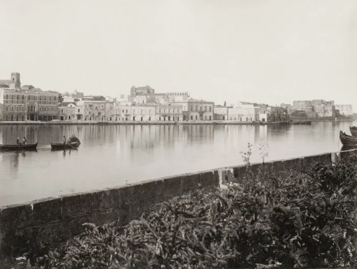 Framed Print : Waterfront at the port of Brindisi, Italy, c. 1880 s Framed Print : Waterfront at the port of Brindisi, Italy, c. 1880 s