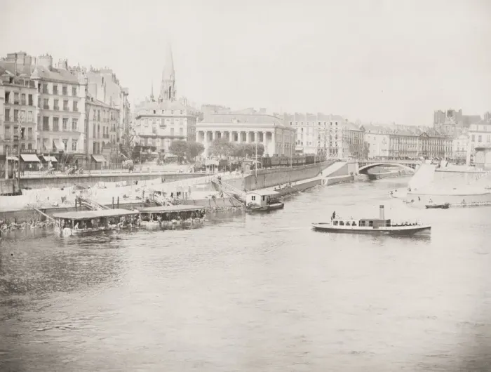 Framed Print : Waterfront view, Nantes, La Bourse, France Framed Print : Waterfront view, Nantes, La Bourse, France
