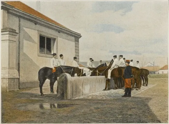 Framed Print : Watering French Horses Framed Print : Watering French Horses