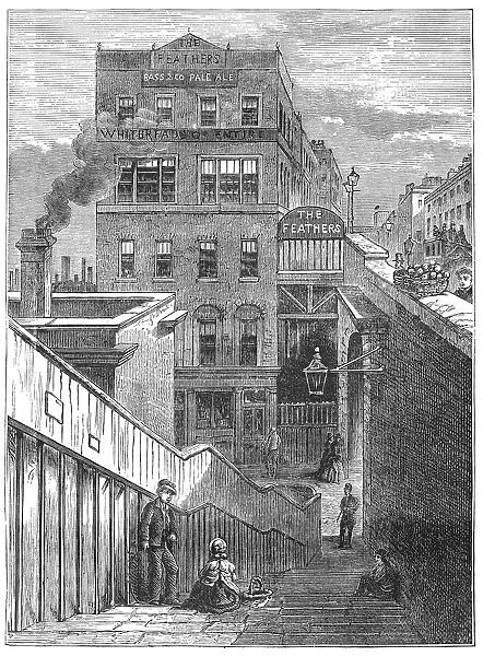 Waterloo. Street scene in Waterloo Bridge Road, London. c.1850. Date: 1875