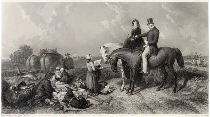 Framed Print : Waterloo : Wellington gives a female friend a guided tour of the battlefield of 1815 Framed Print : Waterloo : Wellington gives a female friend a guided tour of the battlefield of 1815