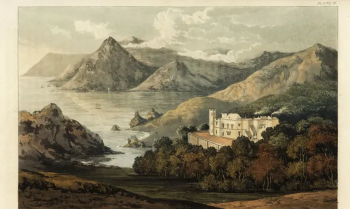 Framed Print : Watermouth, Devon, the seat of Joseph Davie Bassett Framed Print : Watermouth, Devon, the seat of Joseph Davie Bassett