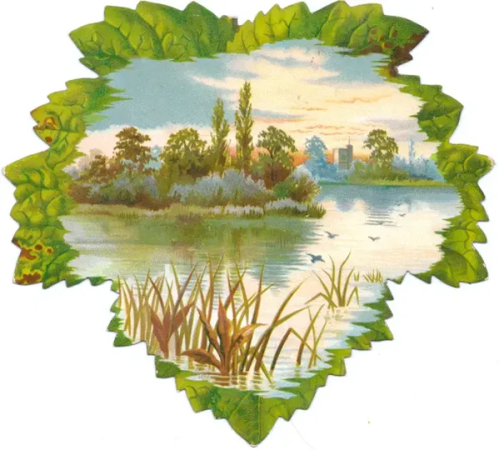Framed Print : Waterside scene on a reversible Christmas card Framed Print : Waterside scene on a reversible Christmas card