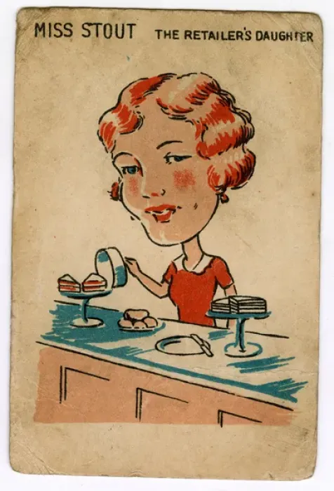 Framed Print : Watneys Happy Families - Miss Stout Framed Print : Watneys Happy Families - Miss Stout