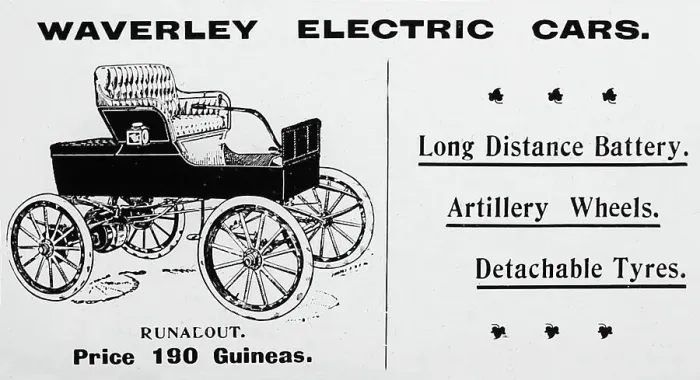 Framed Print : Waverley electric veteran car advertisement, early 1900s Framed Print : Waverley electric veteran car advertisement, early 1900s