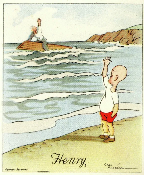 Framed Print : Waving not Drowning, Henry cartoon by Carl Anderson Framed Print : Waving not Drowning, Henry cartoon by Carl Anderson