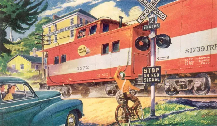 Framed Print : Waving to Engineer Date: 1947 Framed Print : Waving to Engineer Date: 1947