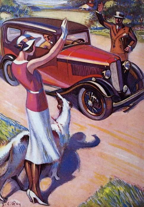 Framed Print : Waving Across Street Date: 1932 Framed Print : Waving Across Street Date: 1932