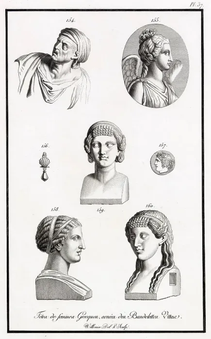 Framed Print : Some of the ways in which Greek women did their hair Framed Print : Some of the ways in which Greek women did their hair