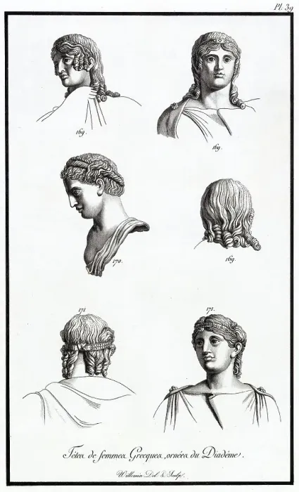 Framed Print : Some of the ways in which Greek women did their hair, using diadems as ornaments Framed Print : Some of the ways in which Greek women did their hair, using diadems as ornaments