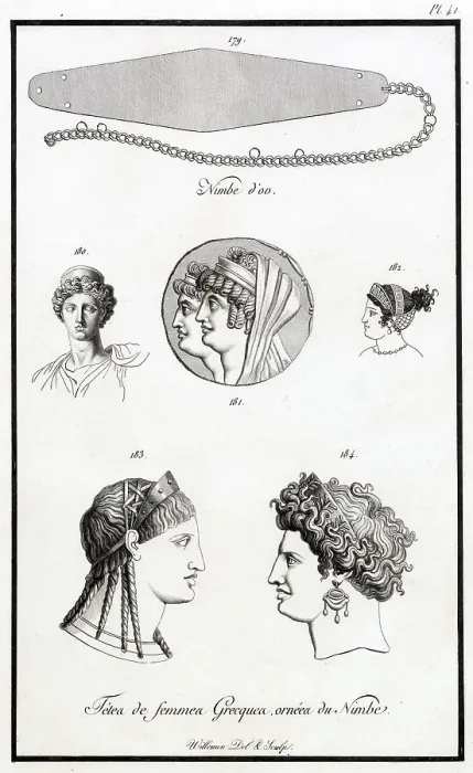 Framed Print : Some of the ways in which Greek women did their hair, using a nimbus as ornament Framed Print : Some of the ways in which Greek women did their hair, using a nimbus as ornament