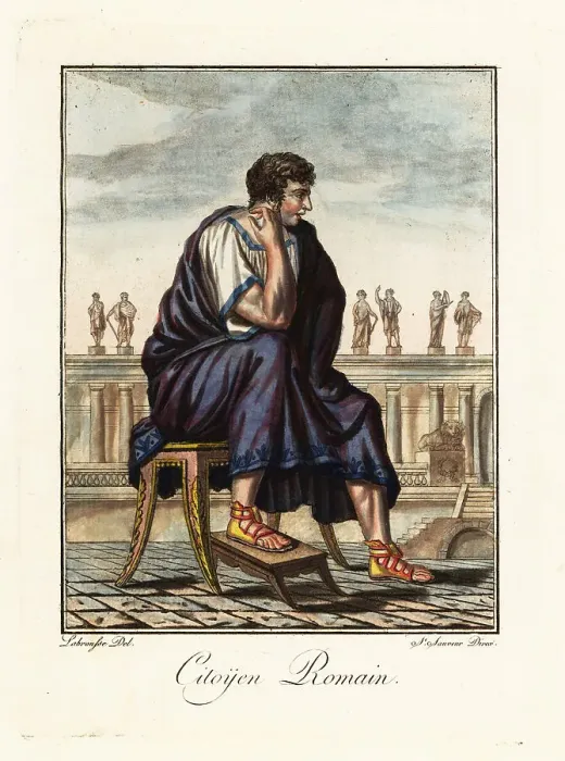 Framed Print : A wealthy Roman citizen in palla, toga, and sandals Framed Print : A wealthy Roman citizen in palla, toga, and sandals