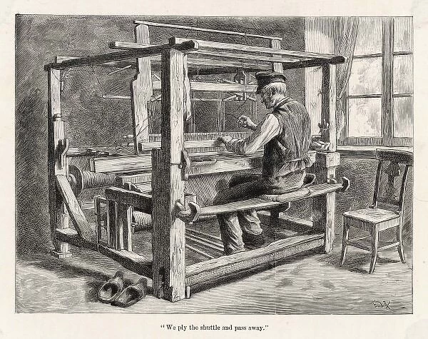 Weaver at his Loom. A weaver at his loom, which is drawn with unusual attention