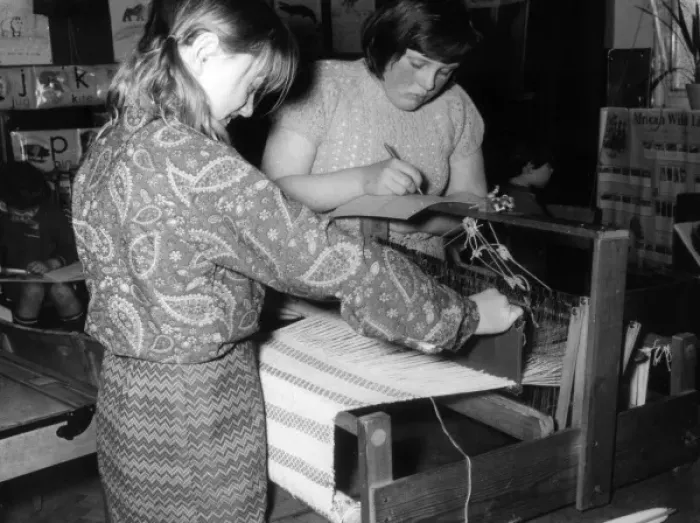 Framed Print : Weaving Lesson Framed Print : Weaving Lesson