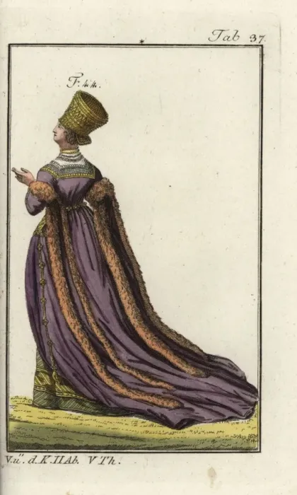Framed Print : Wedding dress of a woman of Nuremberg, 1577 Framed Print : Wedding dress of a woman of Nuremberg, 1577