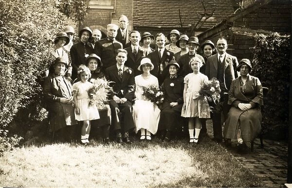 Wedding Group in Garden, Old Hill, Warwickshire
