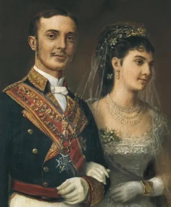 Framed Print : Wedding portrait of Alfonso XII and Mar Framed Print : Wedding portrait of Alfonso XII and Mar