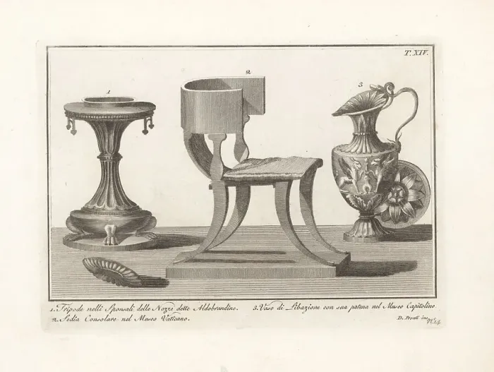 Framed Print : Wedding tripod, consular chair and ewer Framed Print : Wedding tripod, consular chair and ewer