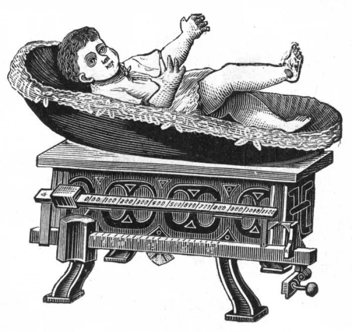 Framed Print : Weighing a Baby Framed Print : Weighing a Baby