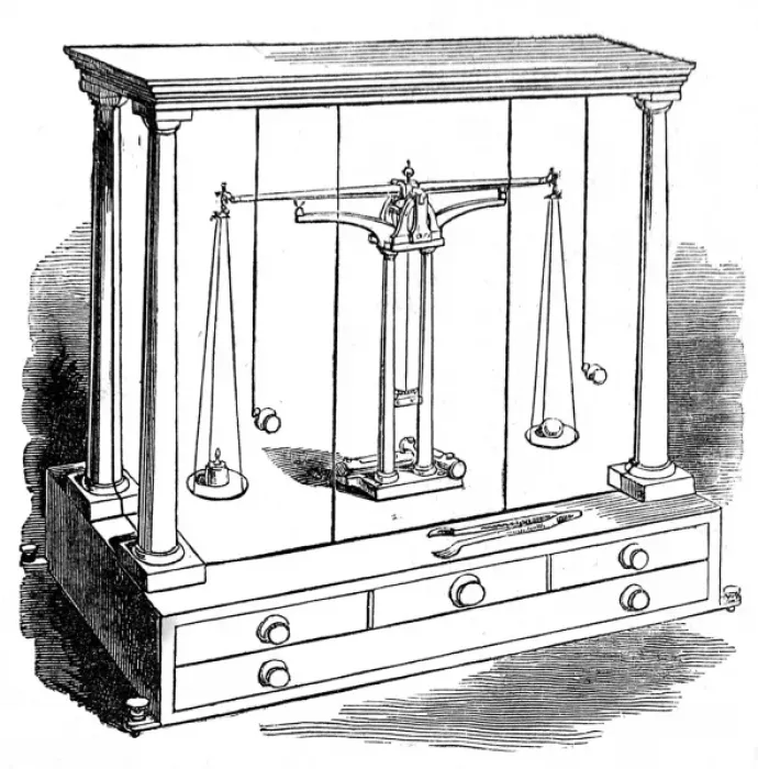 Framed Print : The Weighing Office at the Bank of England. Bates Scales fo