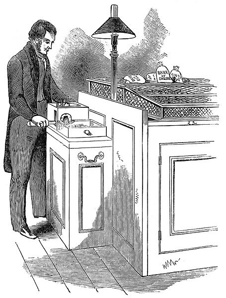 The Weighing Office at the Bank of England. Machine for Cutt