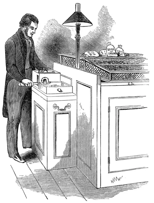 Framed Print : The Weighing Office at the Bank of England. Machine for Cutt Framed Print : The Weighing Office at the Bank of England. Machine for Cutt